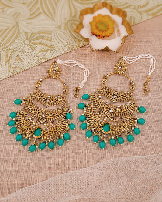 Jharoka Kundan Chandbali Earrings - RANG