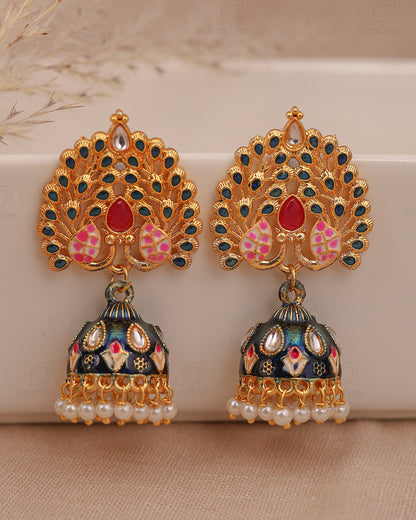 Arika Golden Jhumka Earrings