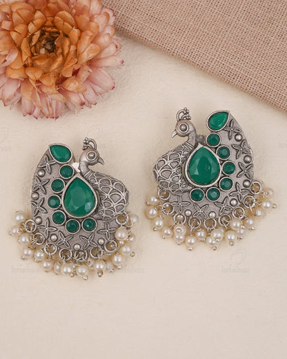 Shyla Peacock Stud Earrings - wxo