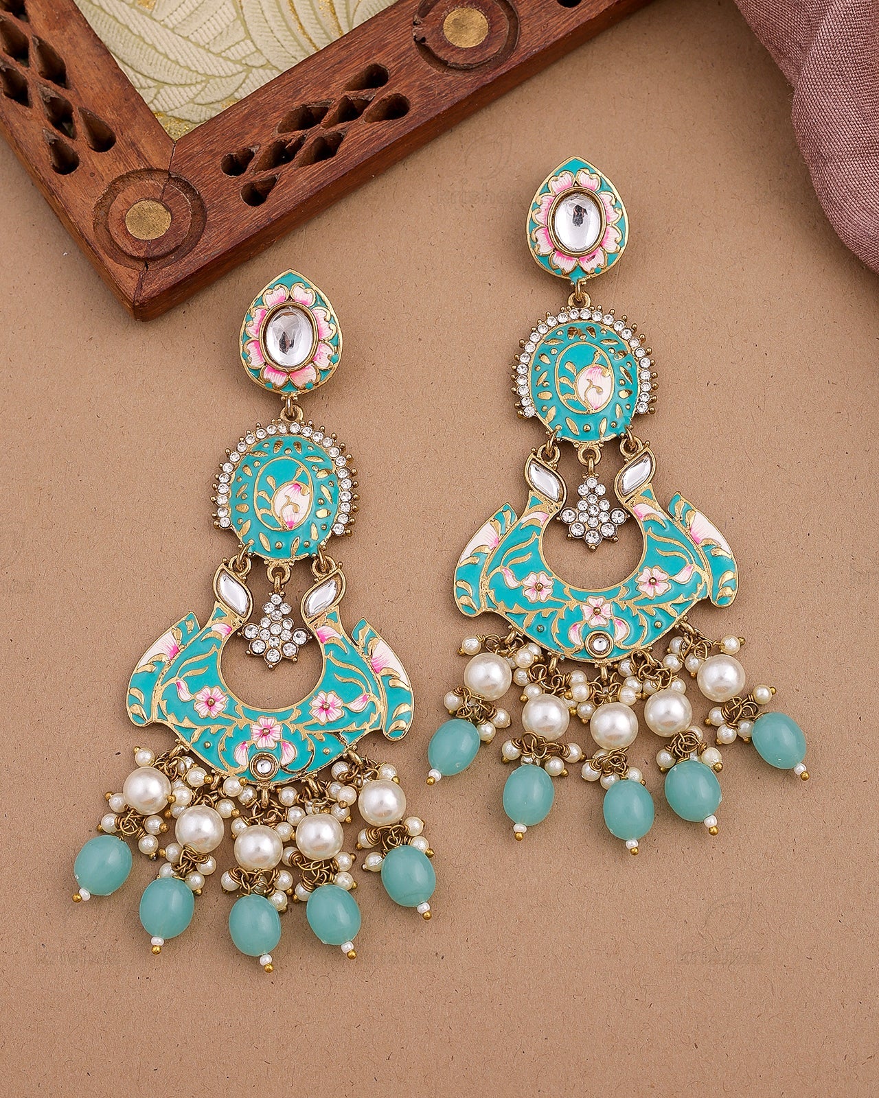 Nusrat Kundan Dangler Earrings - RANG