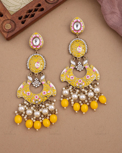 Nusrat Kundan Dangler Earrings - RANG