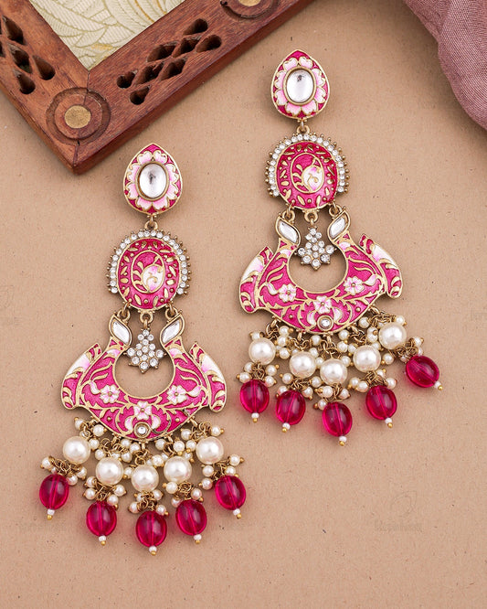 Nusrat Kundan Dangler Earrings - RANG