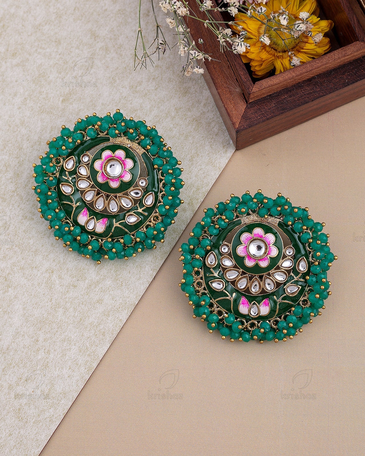 Gulaab Kundan Stud Earrings - RANG