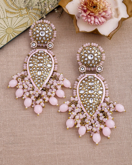 Trushti Kundan Dangler Earrings - RANG