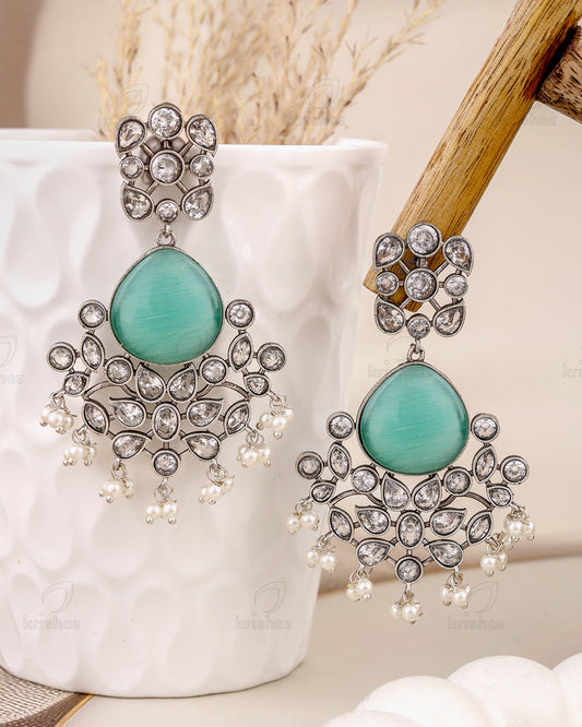 Raveena CZ Floral Dangler Earrings