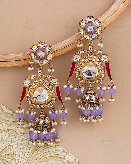 Tejal Kundan Dangler Earrings - RANG