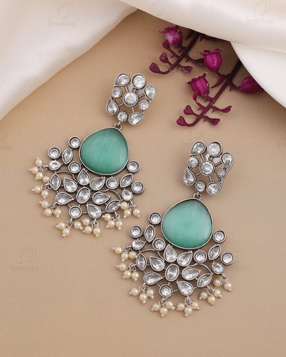 Raveena CZ Floral Dangler Earrings