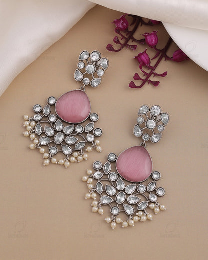 Raveena CZ Floral Dangler Earrings