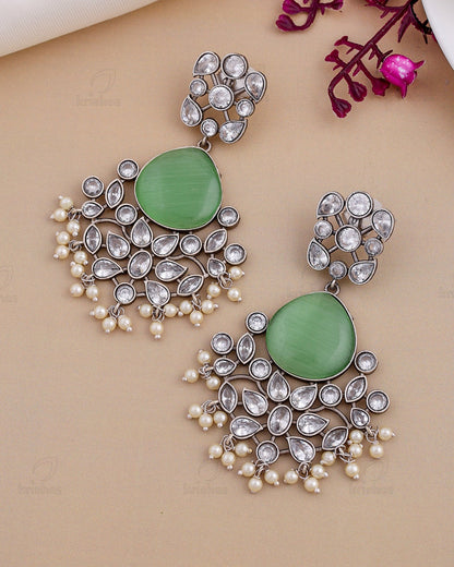 Raveena CZ Floral Dangler Earrings