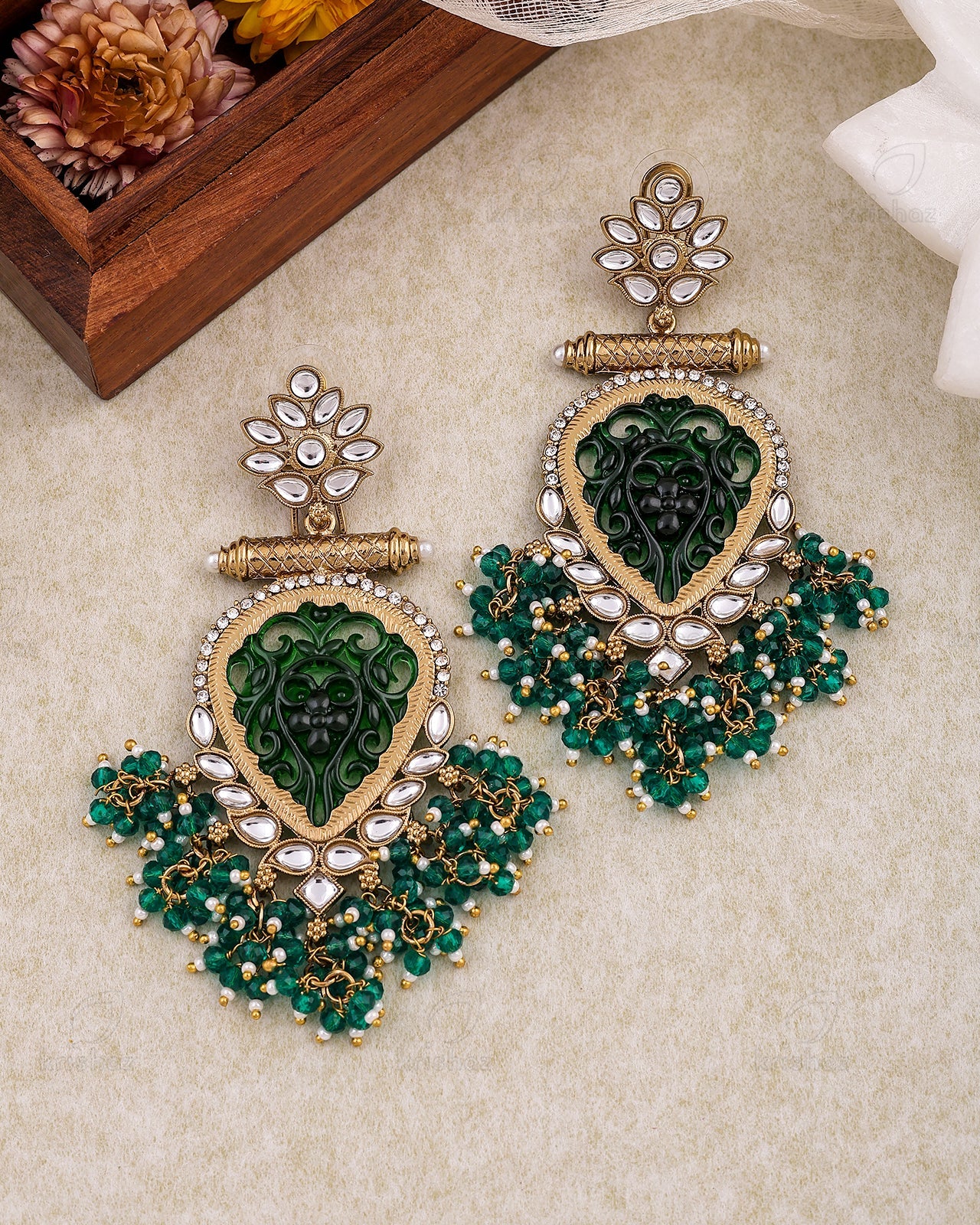 Sudhvi Kundan Dangler Earrings - RANG