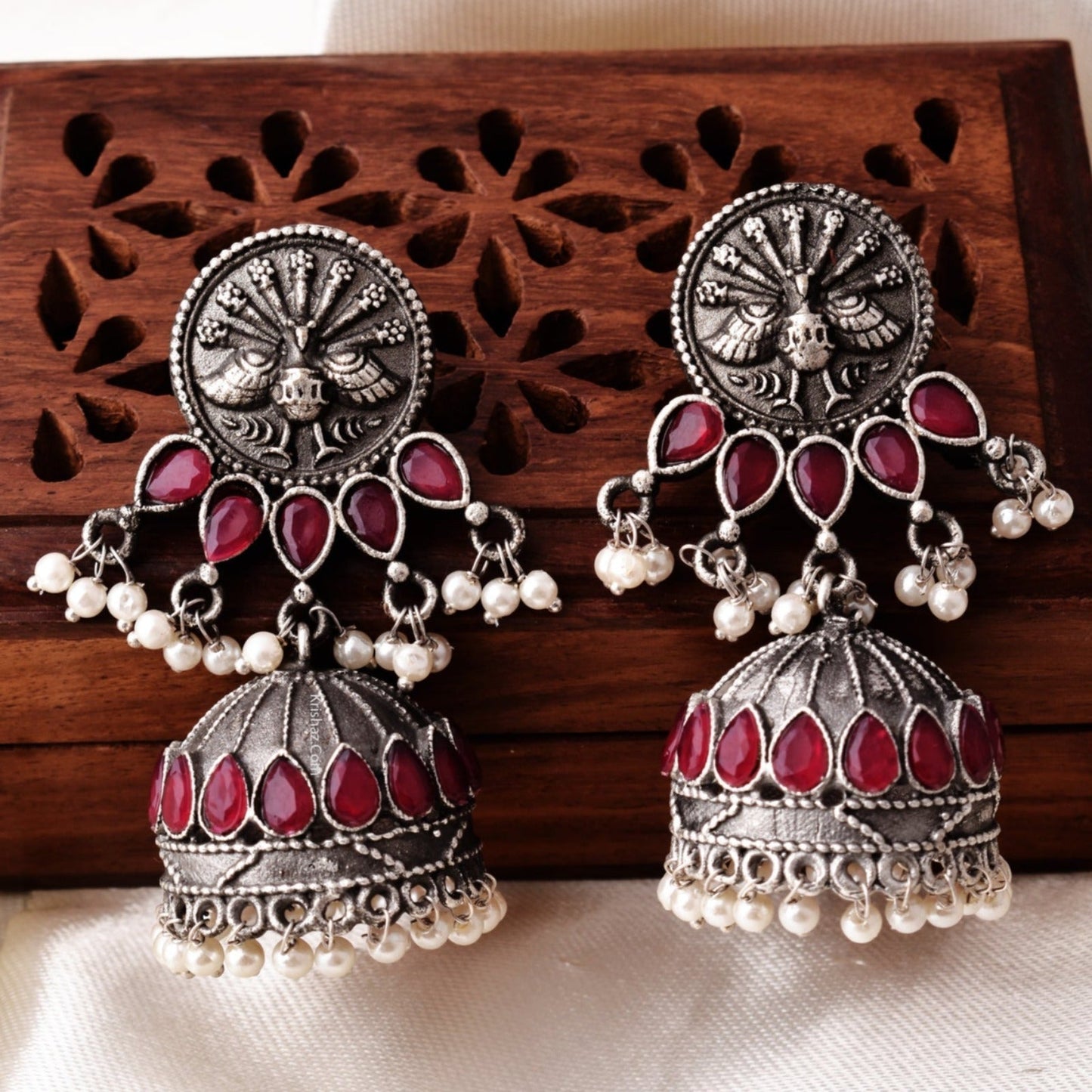 Aashvi Peacock Jhumka Earring - Krishaz