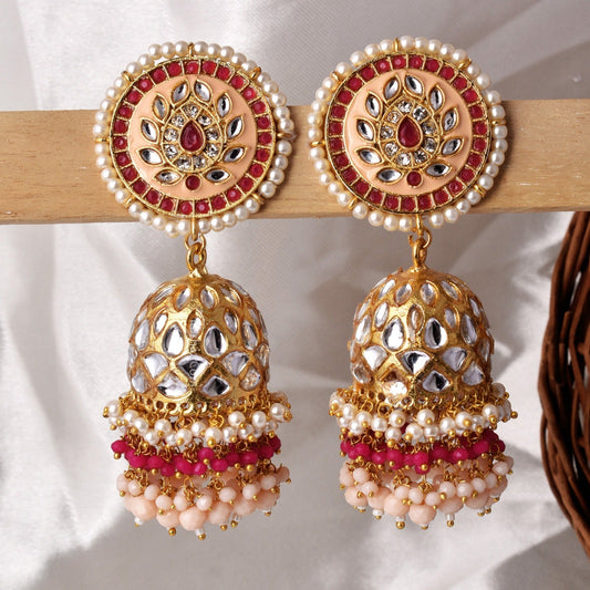 Tanuja Heavy Golden Colorful Jhumka Earrings Set