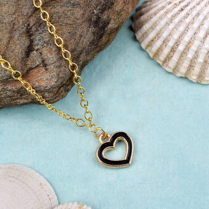 Gold Figure 8 Dainty Chains with Black Heart charms