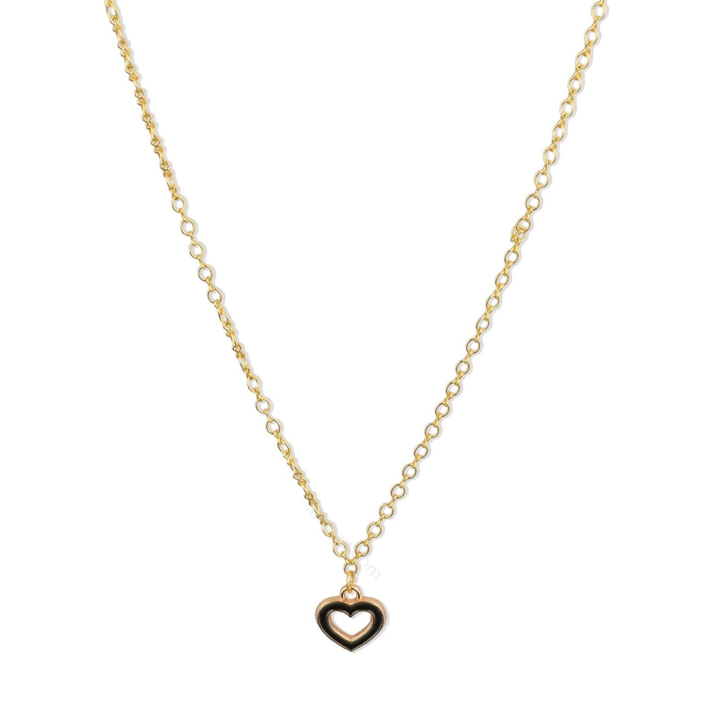 Gold Figure 8 Dainty Chains with Black Heart charms