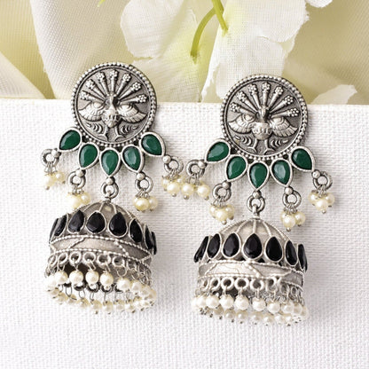 Aashvi Peacock Jhumka Earring - Krishaz