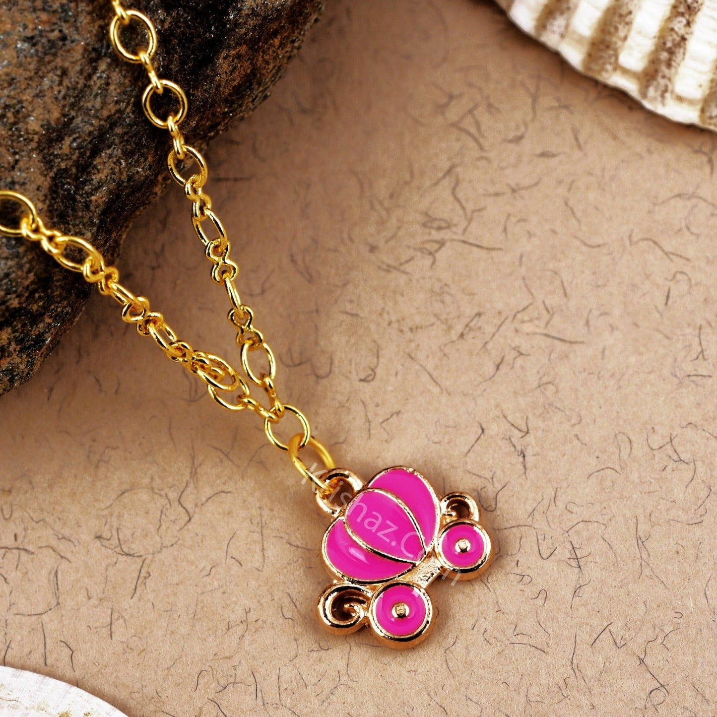 Gold Figure 8 Chain with Mini Cinderella Carriage charms