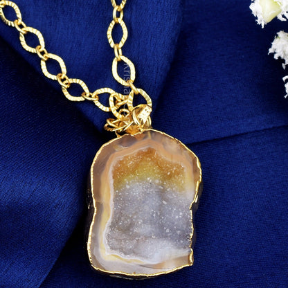 Natural Stone Pendant Natural Stone Pendant Charm With Cable Chain