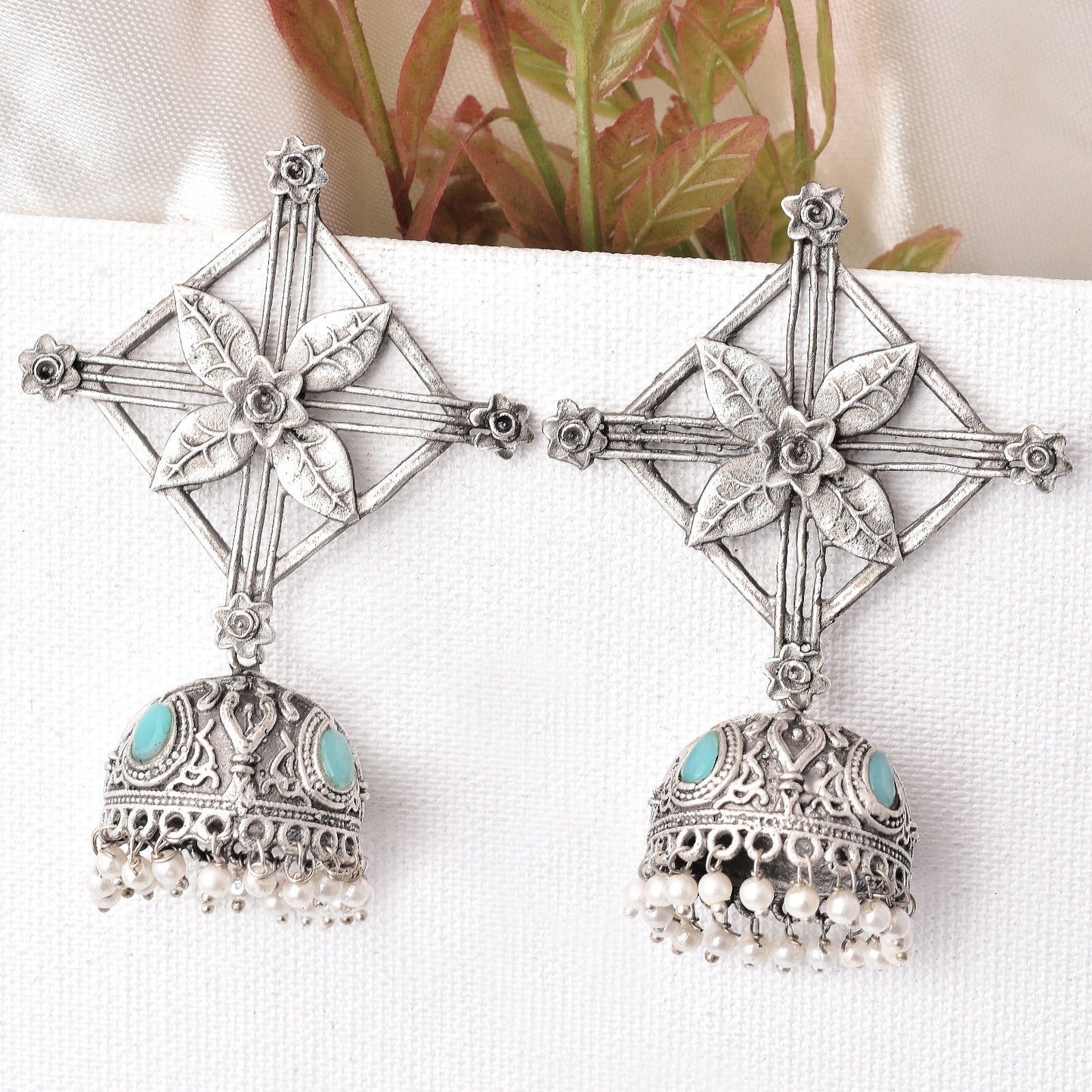 Aadvik Silver Look Alike Jhumka Earrings - Krishaz