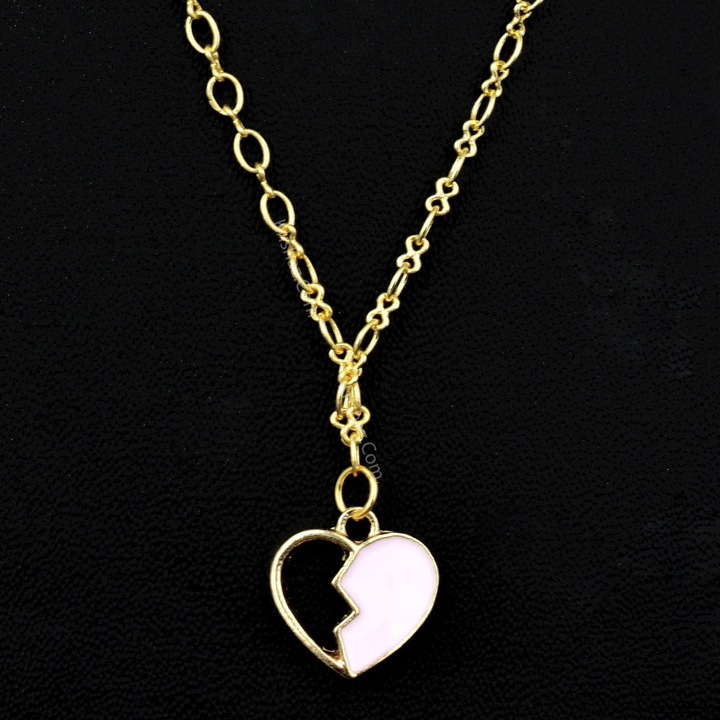 Gold Figure 8 Chain with Pink Heart charms