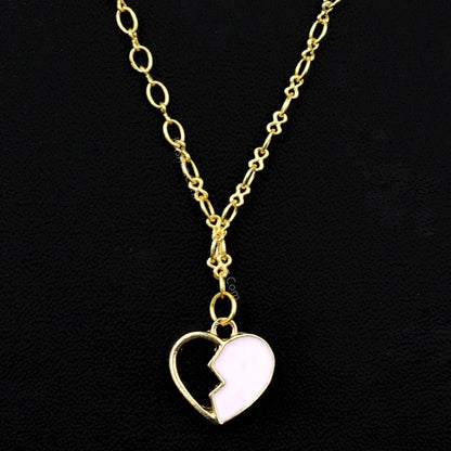 Gold Figure 8 Chain with Pink Heart charms