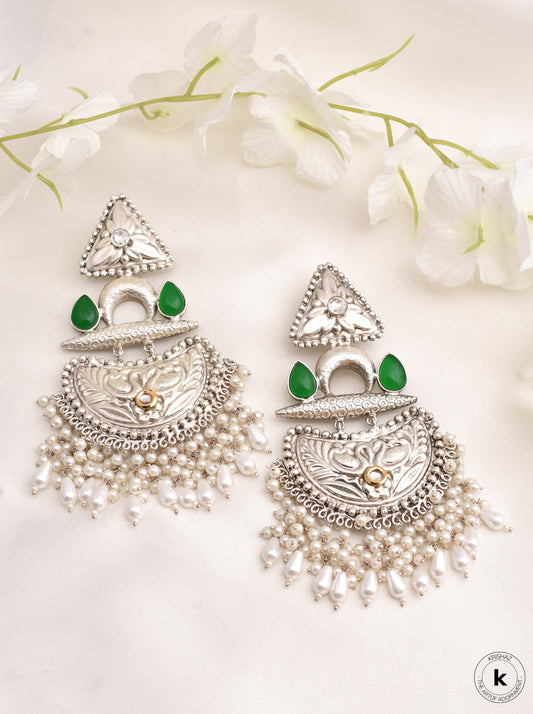 Nilakshi Premium Silver Dangler Earrings