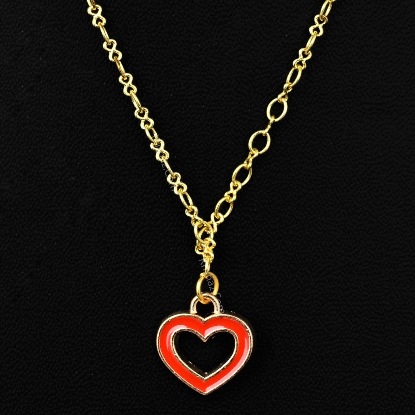 Gold Figure 8 Chain with Red Heart charms