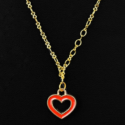 Gold Figure 8 Chain with Red Heart charms