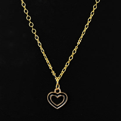 Gold Figure 8 Dainty Chains with Black Heart charms