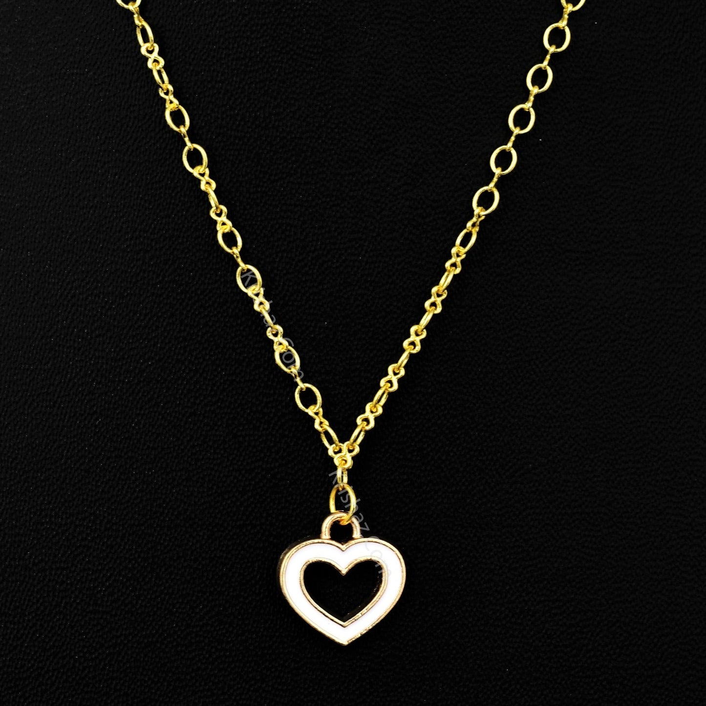 Gold Figure 8 Chain with White Heart Charms