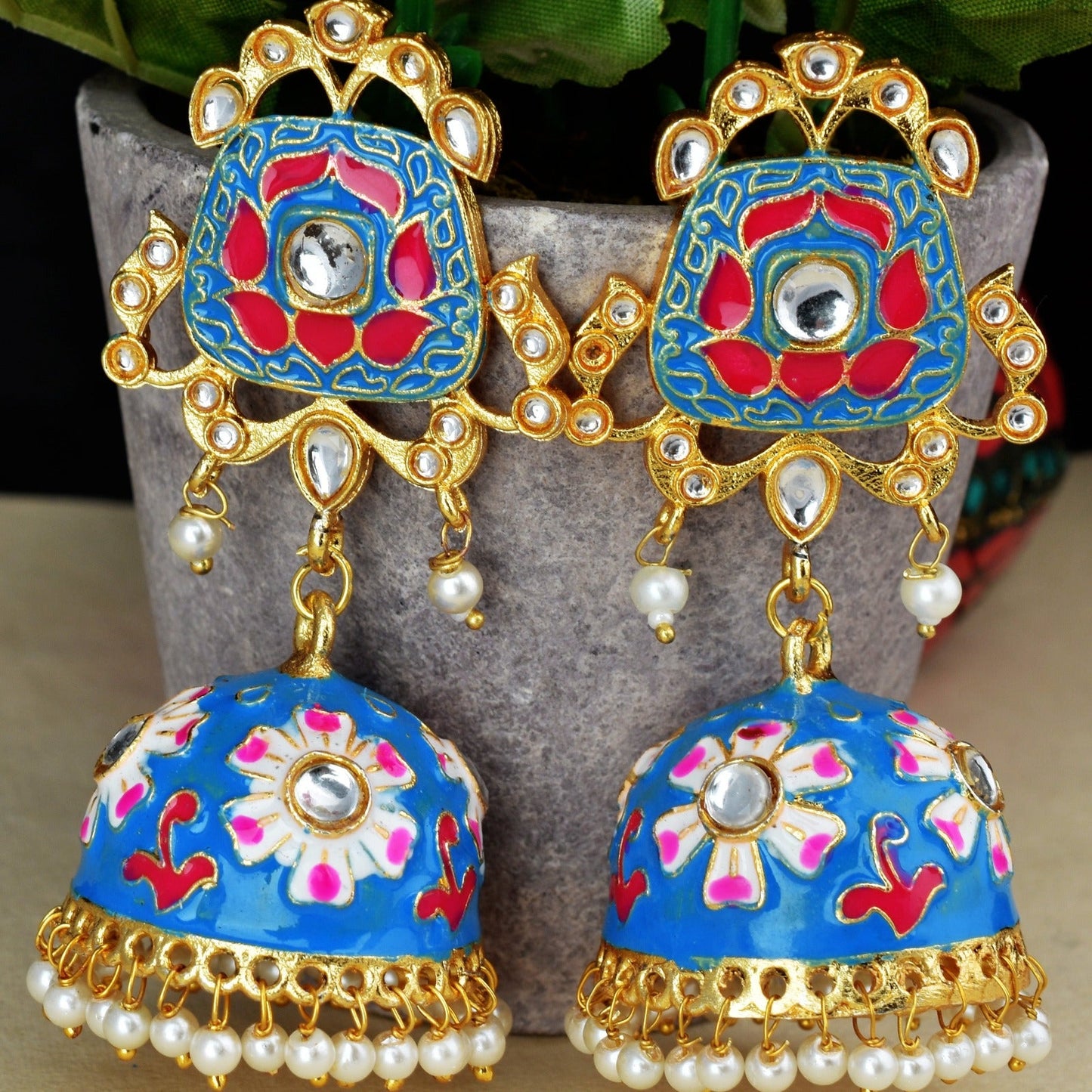 Ridhima Floral Jhumka Earrings Set