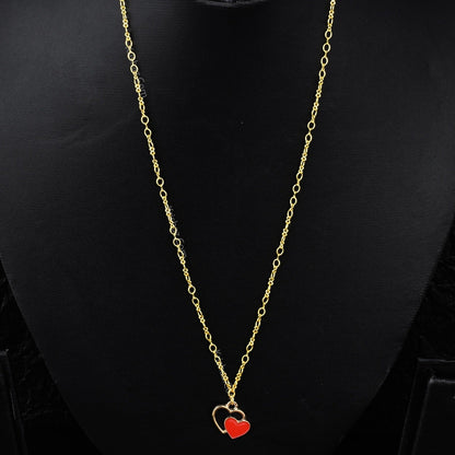 Gold Figure 8 Dainty Chains with Red Heart charms