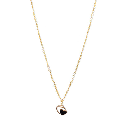 Gold Figure 8 Dainty Chains with Black Heart charms