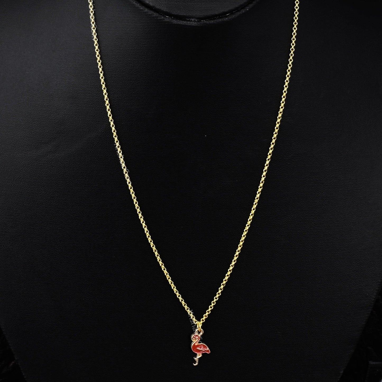 Gold Rolo Dainty Chains With Flamingo charms