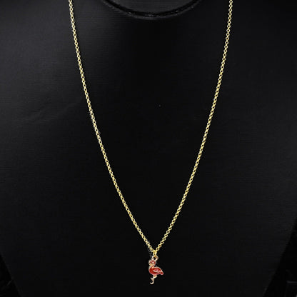 Gold Rolo Dainty Chains With Flamingo charms