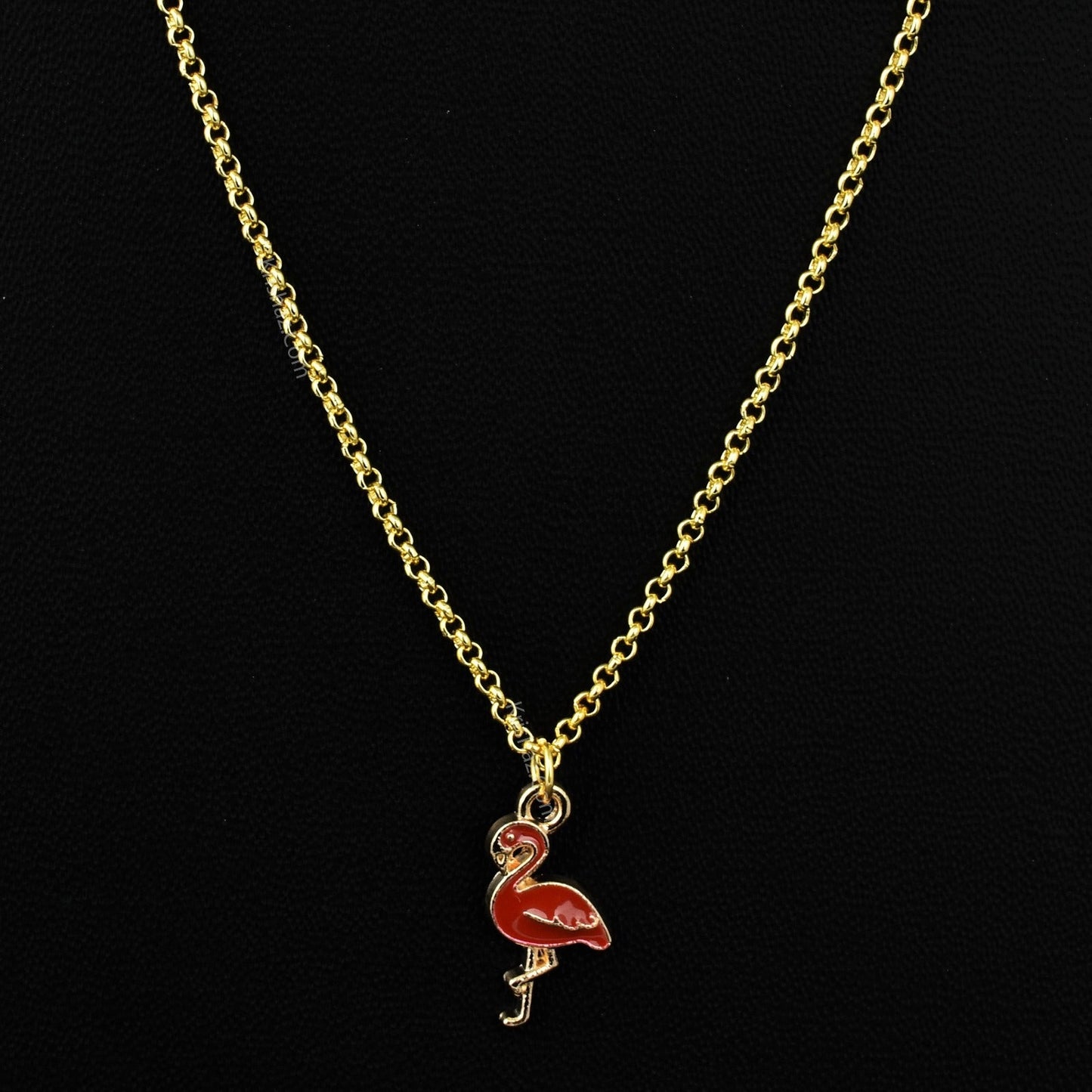 Gold Rolo Dainty Chains With Flamingo charms