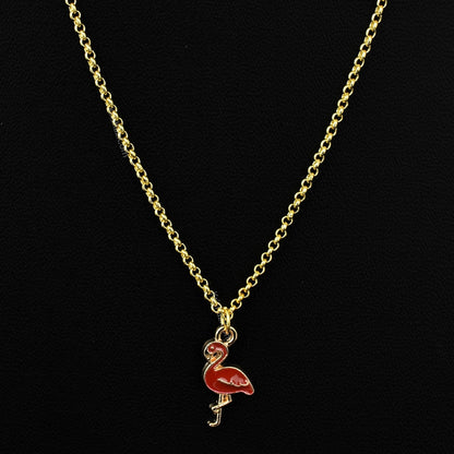 Gold Rolo Dainty Chains With Flamingo charms