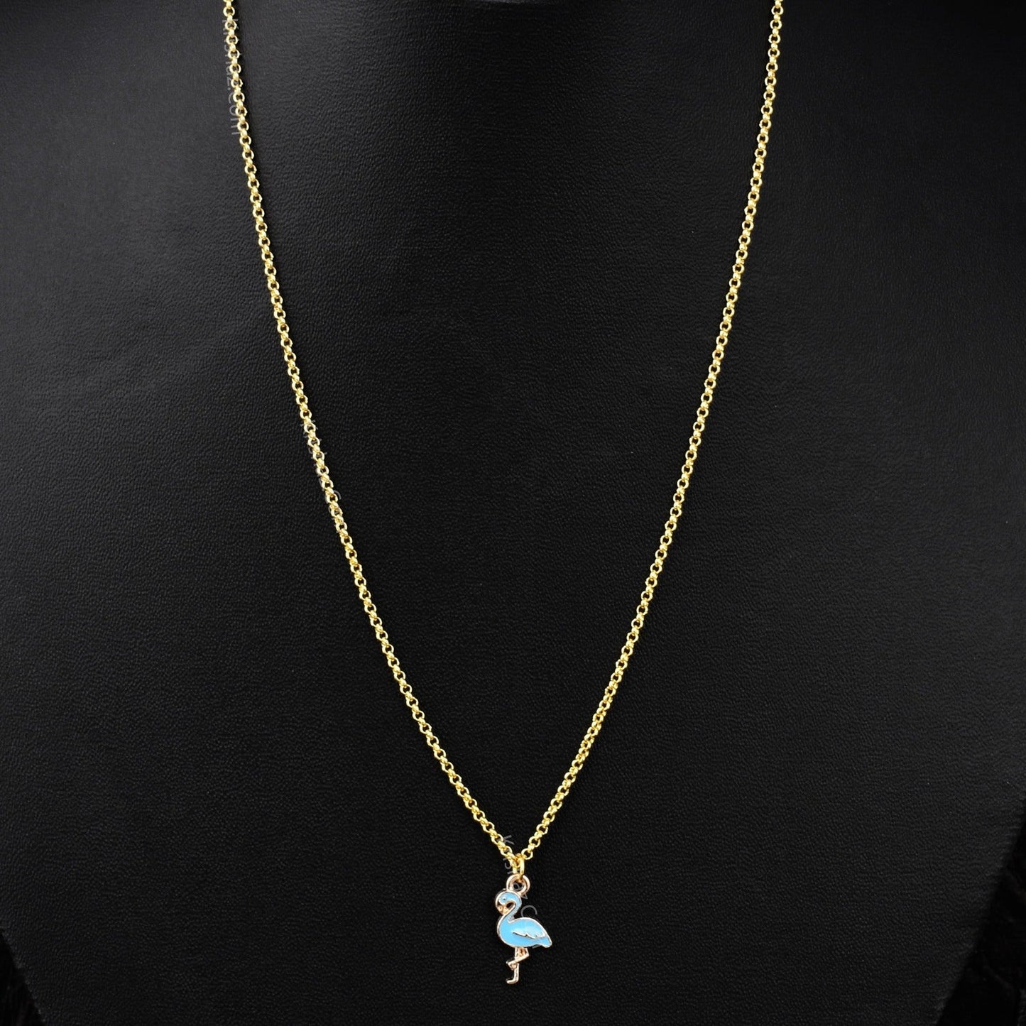 Gold Rolo Dainty Chains With Flamingo charms