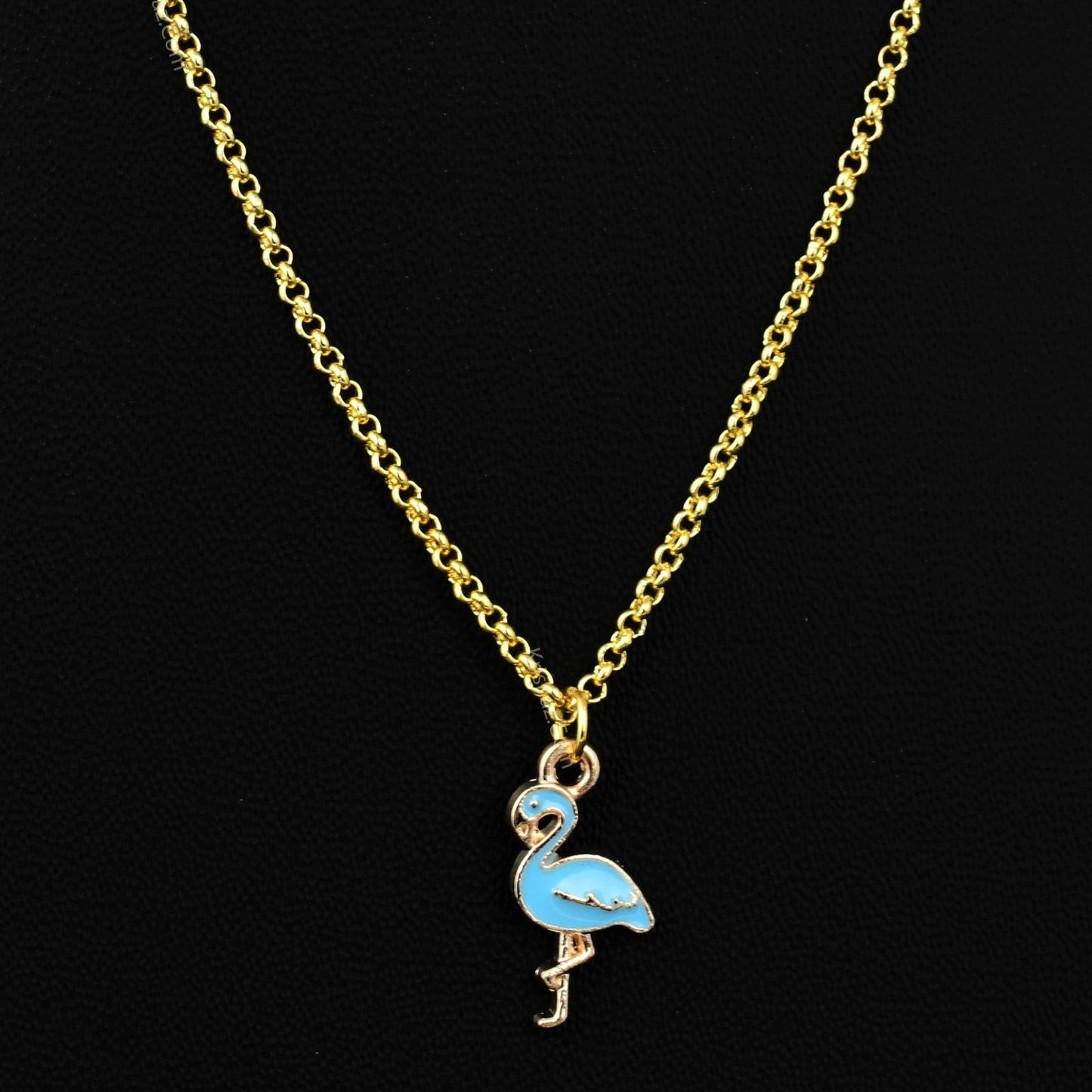 Gold Rolo Dainty Chains With Flamingo charms