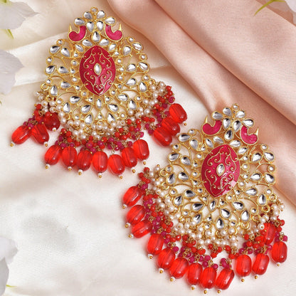 Udyati Beautiful Golden Dangler Earrings Set