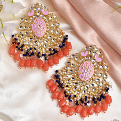 Udyati Beautiful Golden Dangler Earrings Set