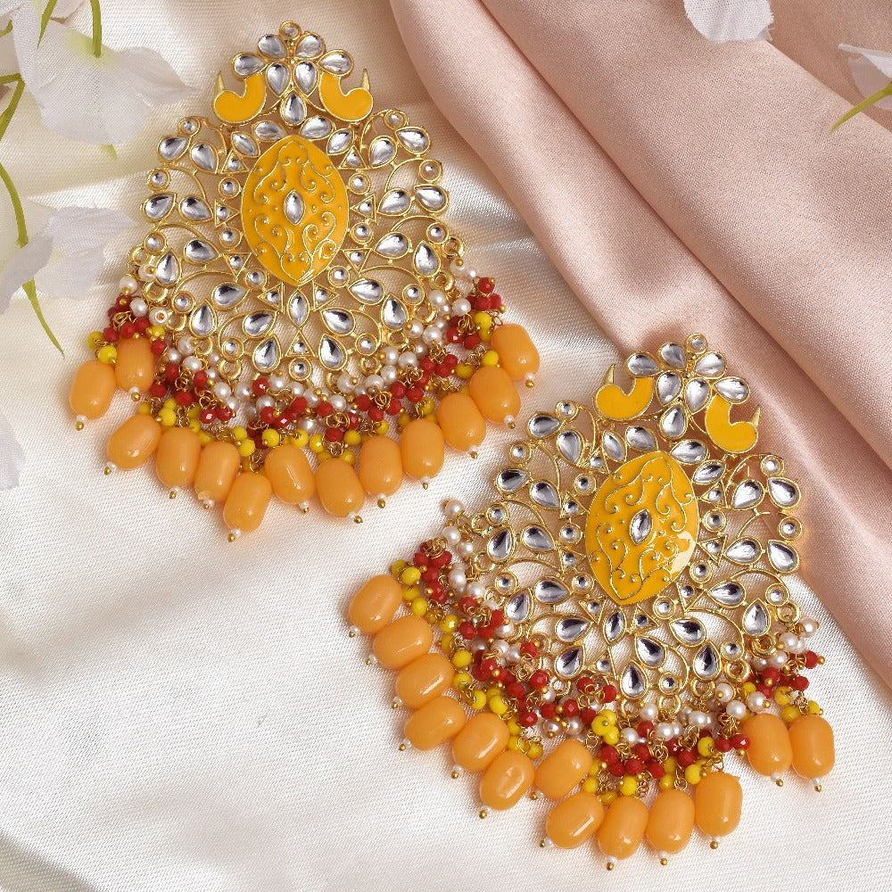 Udyati Beautiful Golden Dangler Earrings Set