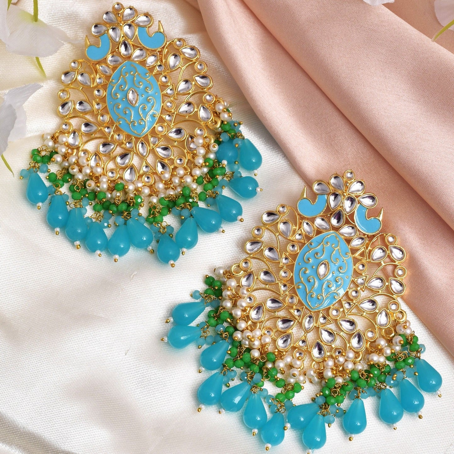 Udyati Beautiful Golden Dangler Earrings Set