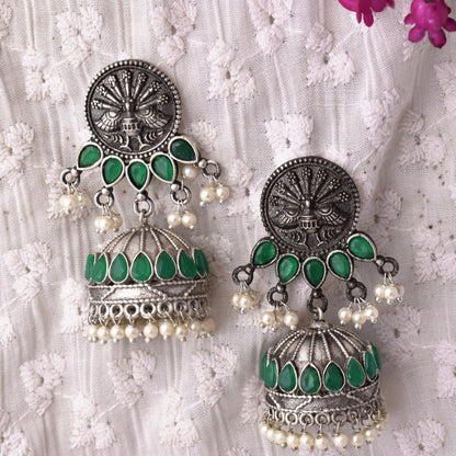 Aashvi Peacock Jhumka Earring - Krishaz