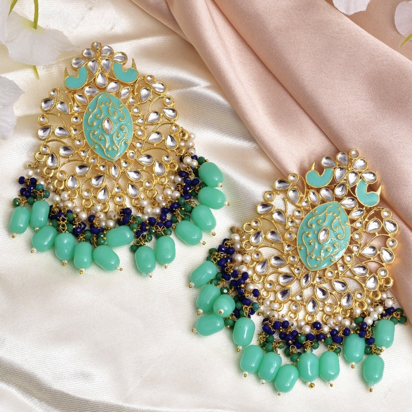 Udyati Beautiful Golden Dangler Earrings Set