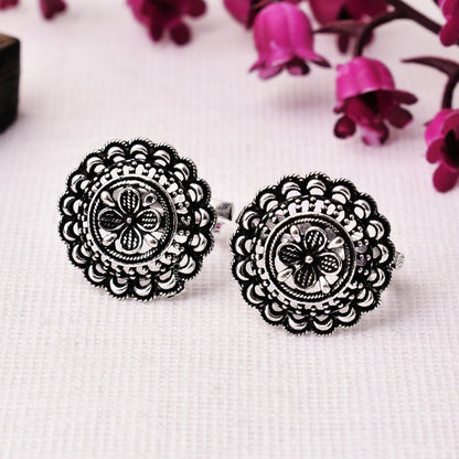 A Pair of Oxidized Silver Adjustable Ethnic Toe Rings - Krishaz