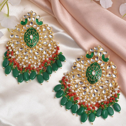 Udyati Beautiful Golden Dangler Earrings Set