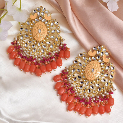 Udyati Beautiful Golden Dangler Earrings Set