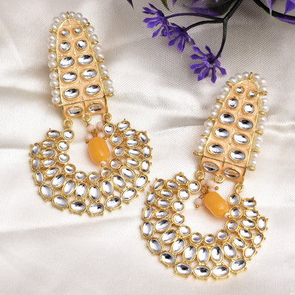 Trishika Traditional Golden Dangler Earrings Set