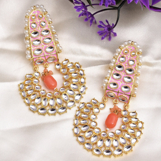 Trishika Traditional Golden Dangler Earrings Set