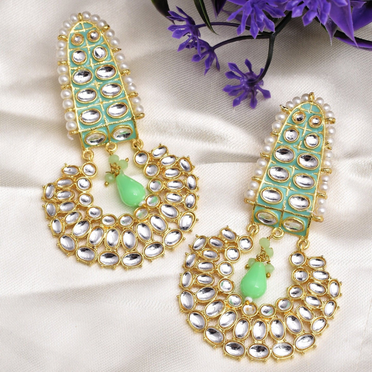 Trishika Traditional Golden Dangler Earrings Set